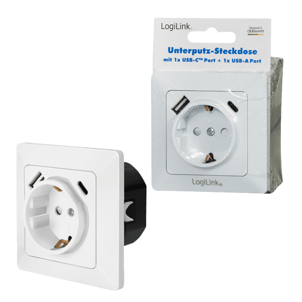 Logilink uzidna utičnica šuko, 1 USB-A, 1 USB-C ( 4800 )
