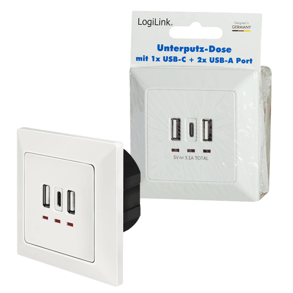 Logilink uzidna utičnica, 2 USB-A, 1 USB-C ( 4803 )