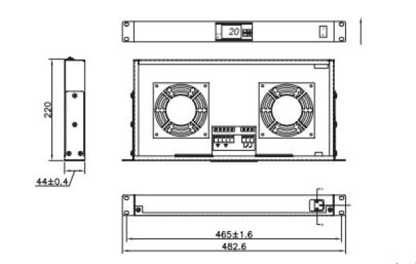 Logilink ventilator panel sa 2 ventilatora i termostatom, 1U, 465 x 220, crni ( 4780 )