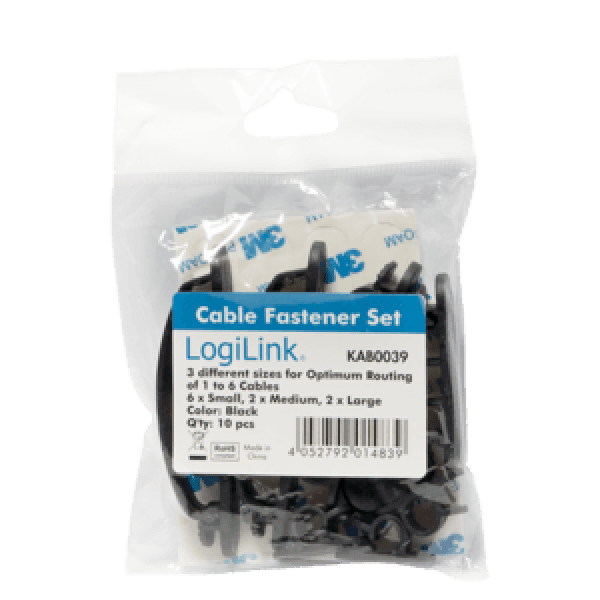 LogiLink držač kablova - set 10 komada, crni ( 1473 )