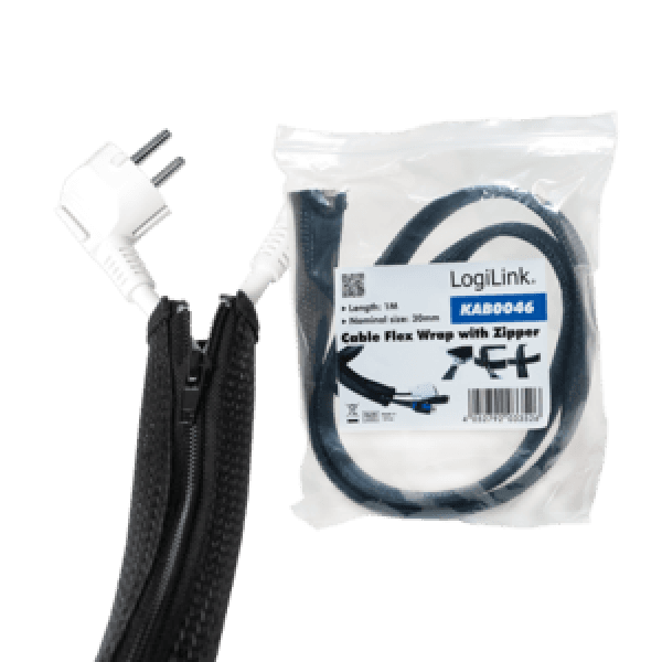LogiLink fleksibilna zaštita za kablove sa rajfešlusom 2m x 30mm crna ( 1461 )