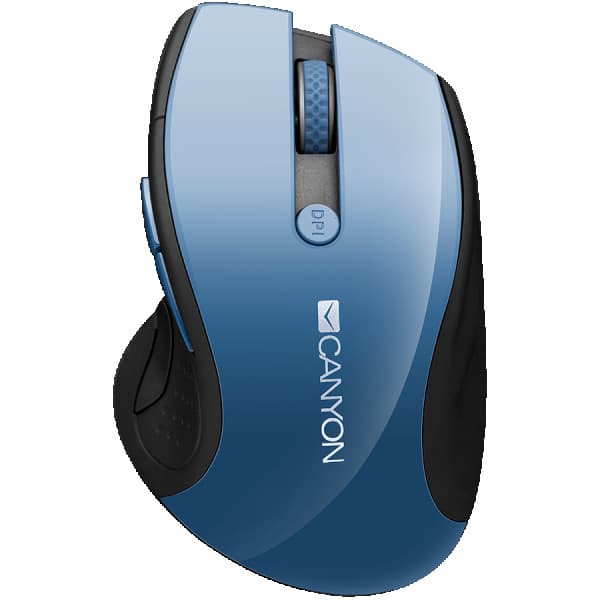 CANYON MW-01 2.4GHz wireless mouse with 6 buttons, optical tracking - blue LED, DPI 100012001600, Blue Gray pearl glossy, 113x71x39.5mm, 0.